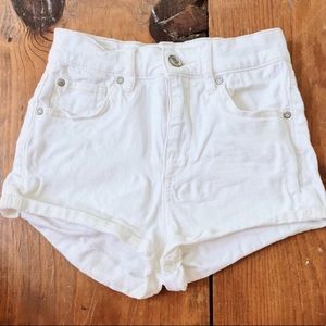 White high waisted denim shorts